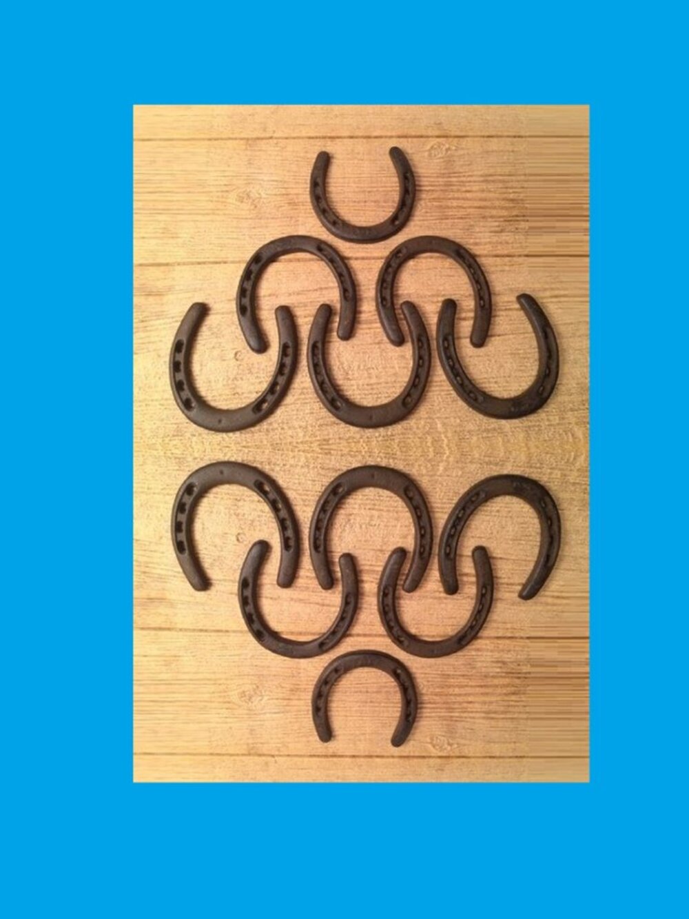 Twelve (12) Large 5" tall Cast Iron Horse Shoes Rustic Set of Twelve (12) 05208